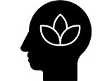Silhouette of a human head with a three-leaf plant inside.