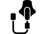 Icon of a blood pressure monitor with cuff and tubing.